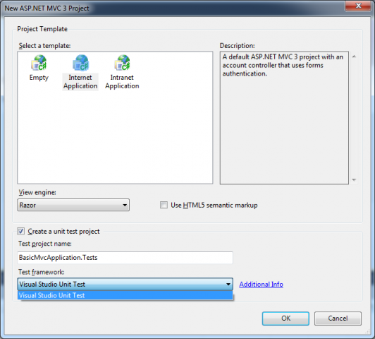 Visual Studio 2010 test framework selection