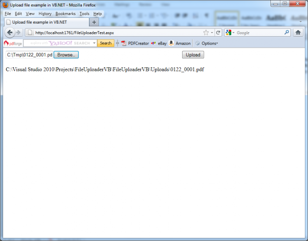 Uploading file to the Web server with FileUpload control in VB.NET