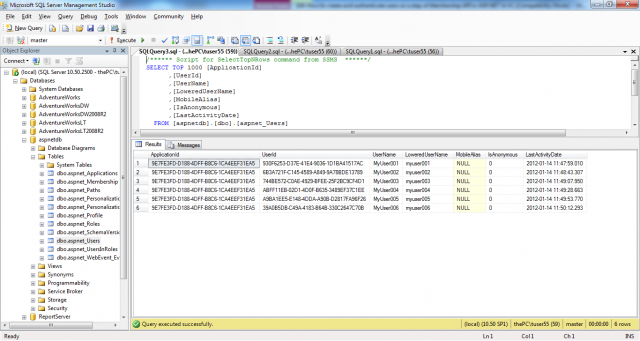 The aspnet_Users table in the membership database in C#