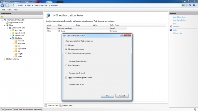 IIS authorization configuration for Windows authentication