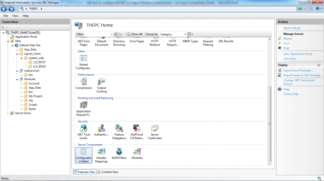 Configuring of the native module in the central applicationHost.config configuration