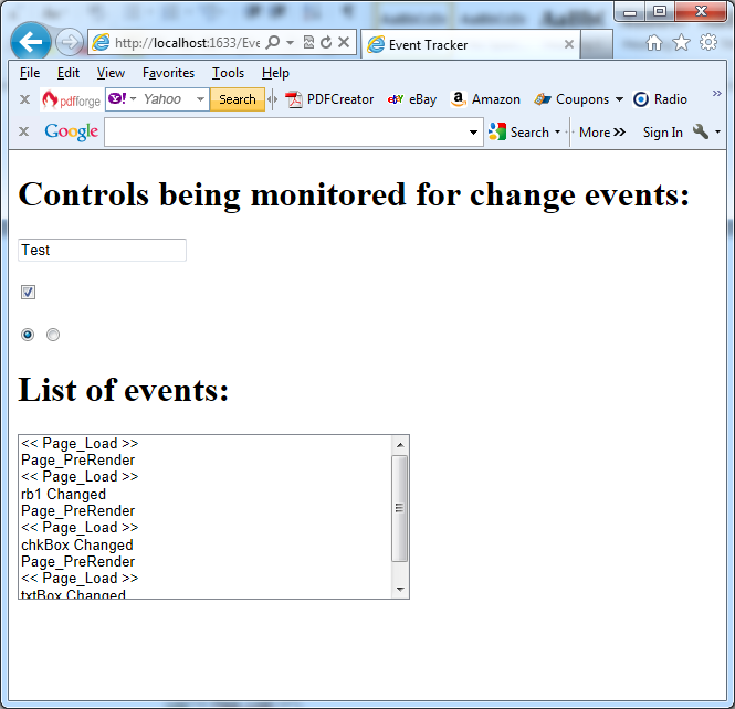 Event tracker in action in C#