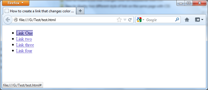 html link mouse over color
