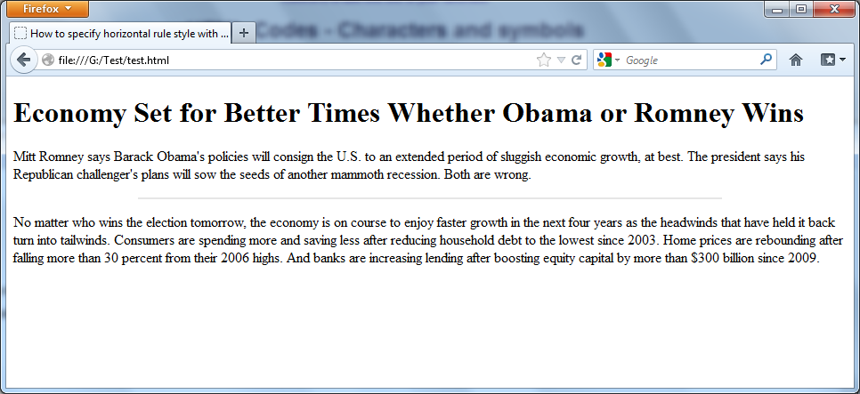 Specifying of horizontal rule style with CSS